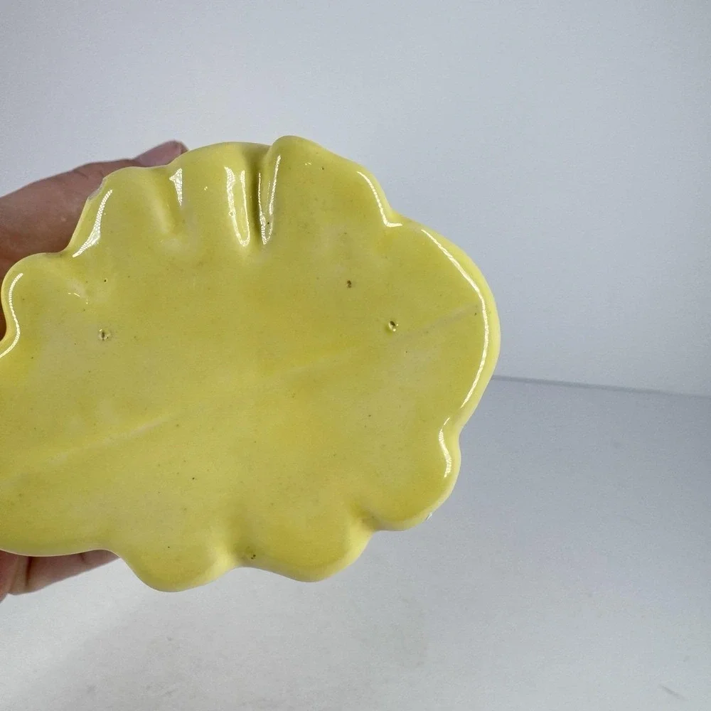 Yellow Ceramic Ewer‎ Pitcher Vase Ornate Floral Scrollwork Rococo Cottage Decor